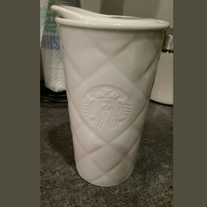 Starbucks ceramic travel mug Siren quilted 2012